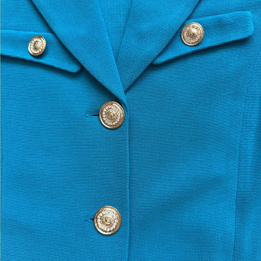 Misook Knit Blue Blazer Jacket with Silver Buttons S - Picture 3 of 5